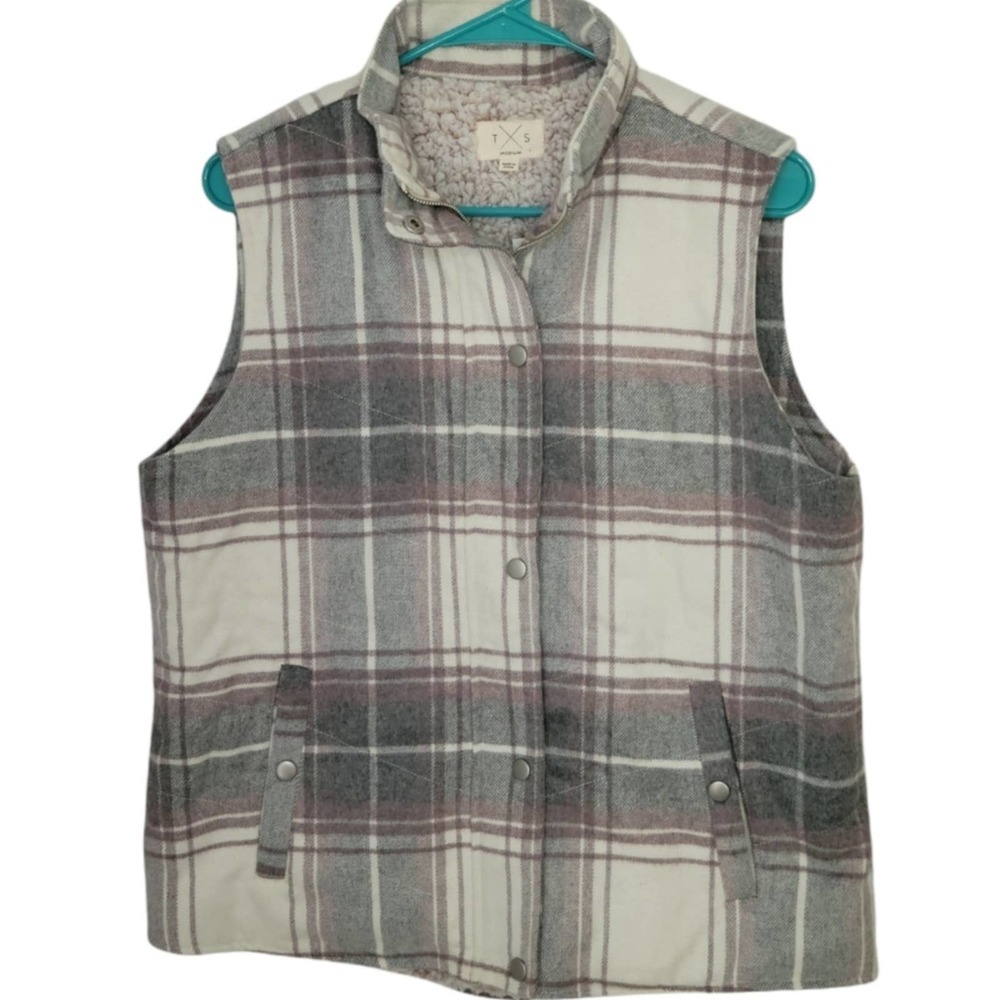 Francesca's T x S Brand Flannel and Sherpa Vest - Picture 1 of 3